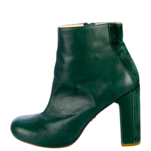 Schumacher calfskin Ankle Boots - Deep Emerald Green- 39  fits small w suede - Picture 1 of 7